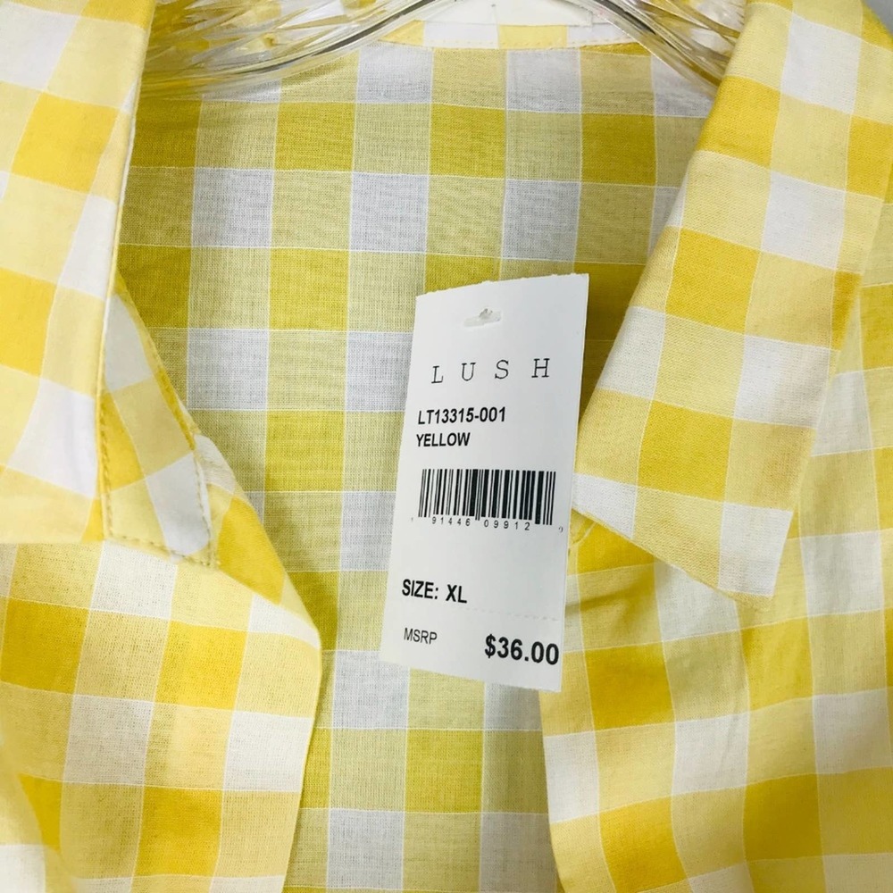 Lush NWT Gingham Tie Hem Top - Picture 3 of 4